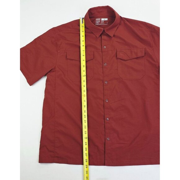 5.11 Tactical Size Large Rust Color Mens Short Sleeve Sleeve Pockets Logo Shirt - Picture 10 of 11
